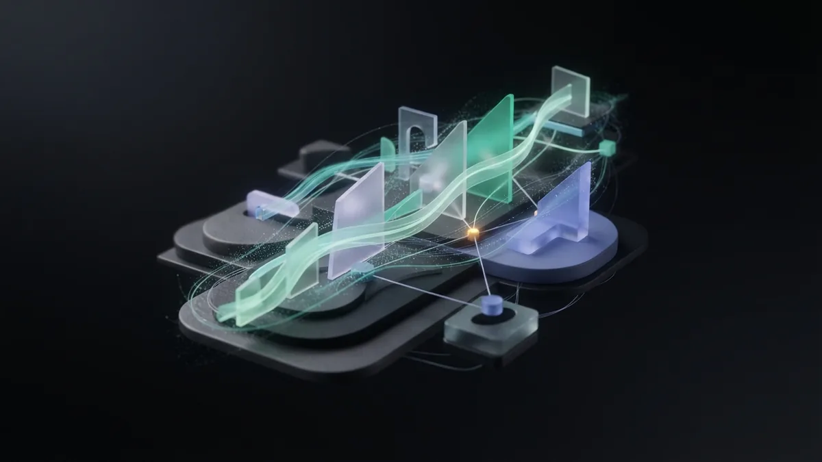 Layered glass shards and links showing the factors that shape domain authority