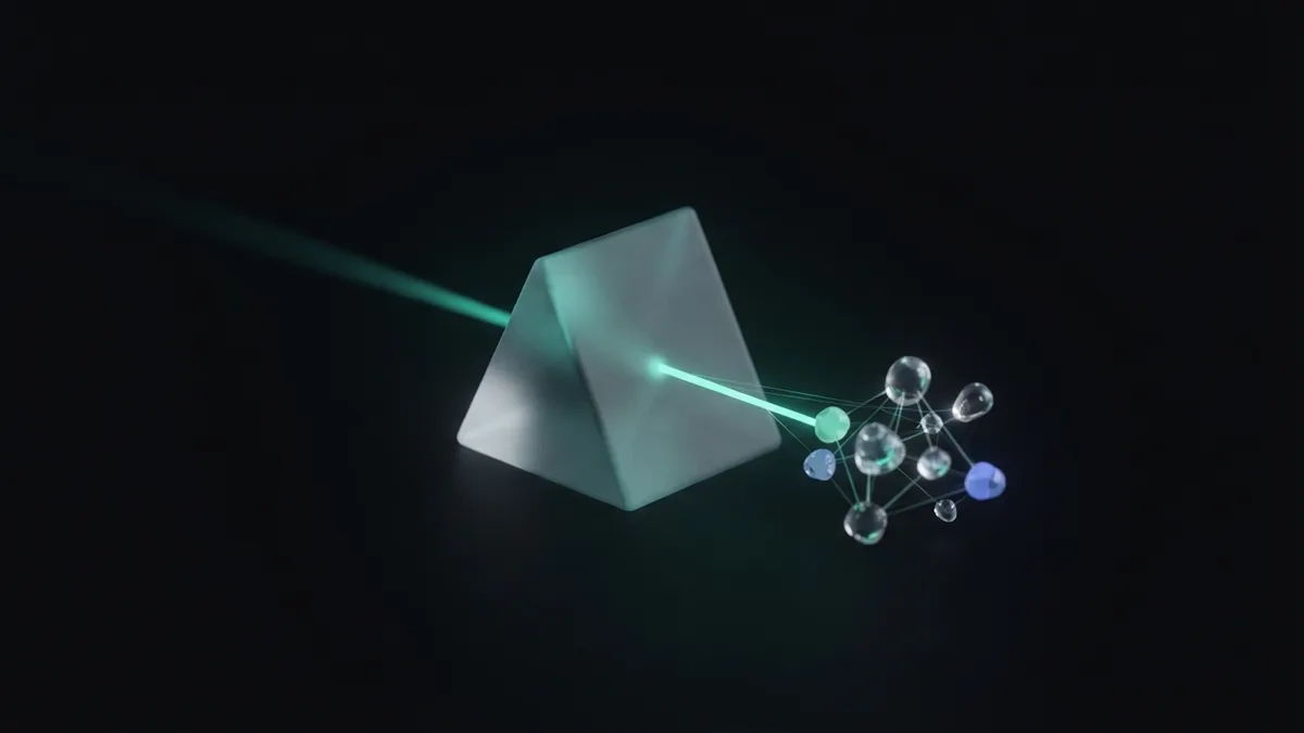 A glass prism directing light toward linked nodes evokes a focused backlink report