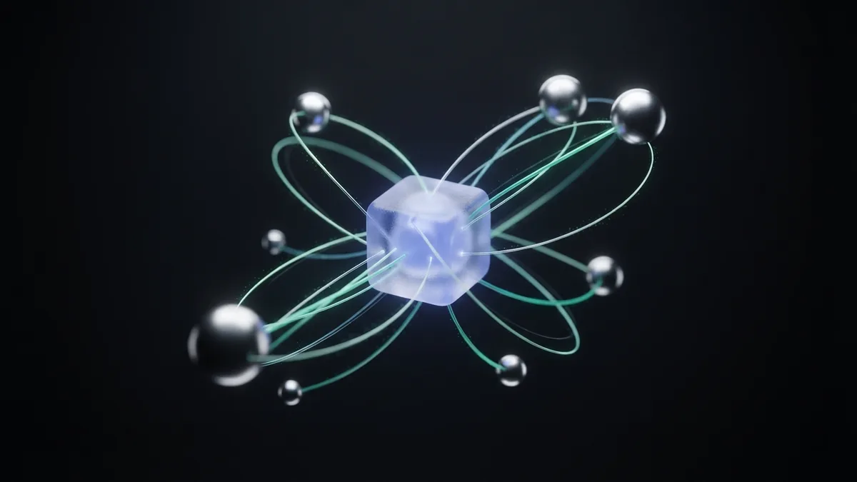 Connected glass nodes representing research into relevant backlink prospects