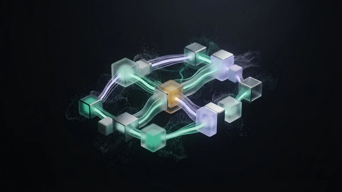 Connected glass modules representing a focused and measurable SEO strategy