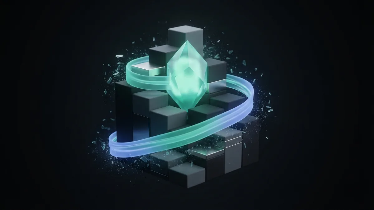 Stepped ceramic forms and glowing ribbons showing stronger backlink growth