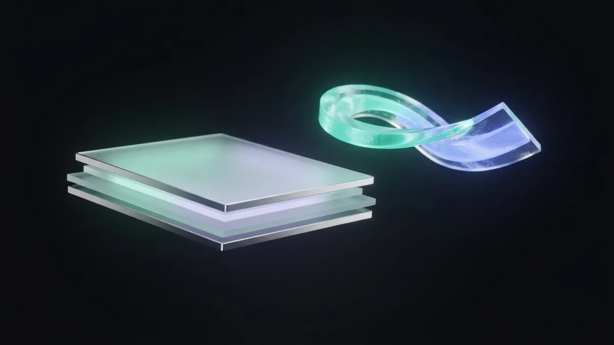 A steady glass plane and bright light ribbon contrast lasting search reach with paid promotion