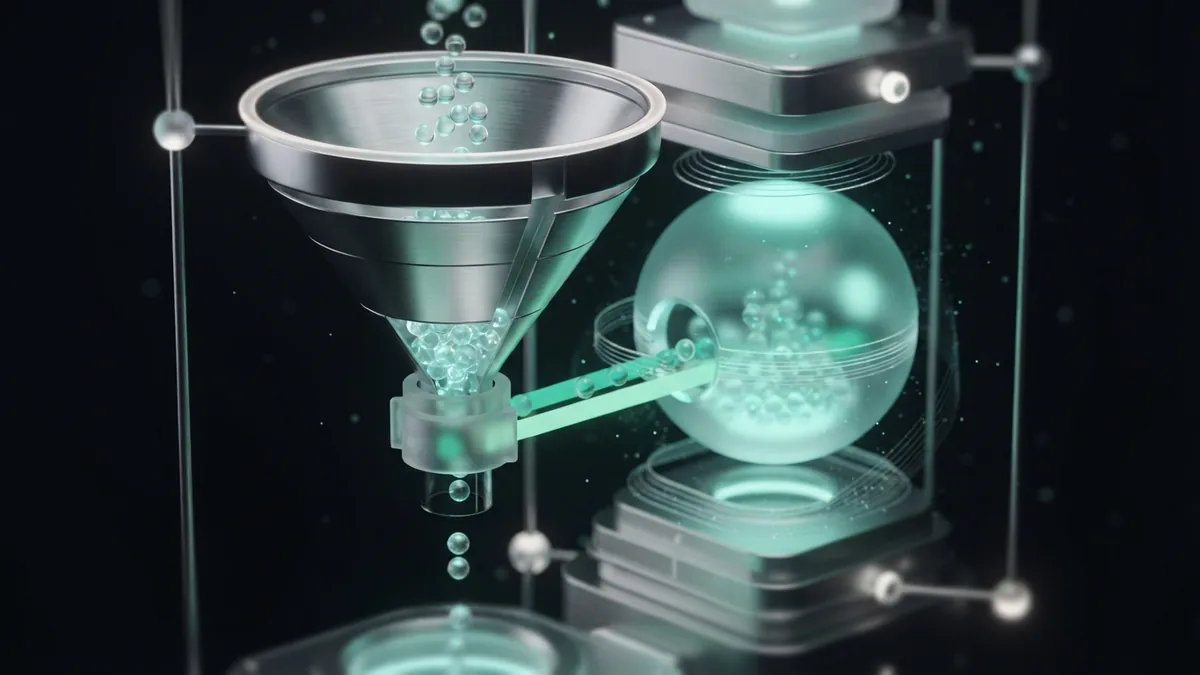 Chrome vessel guiding glass beads represents lead scoring and qualified lead selection