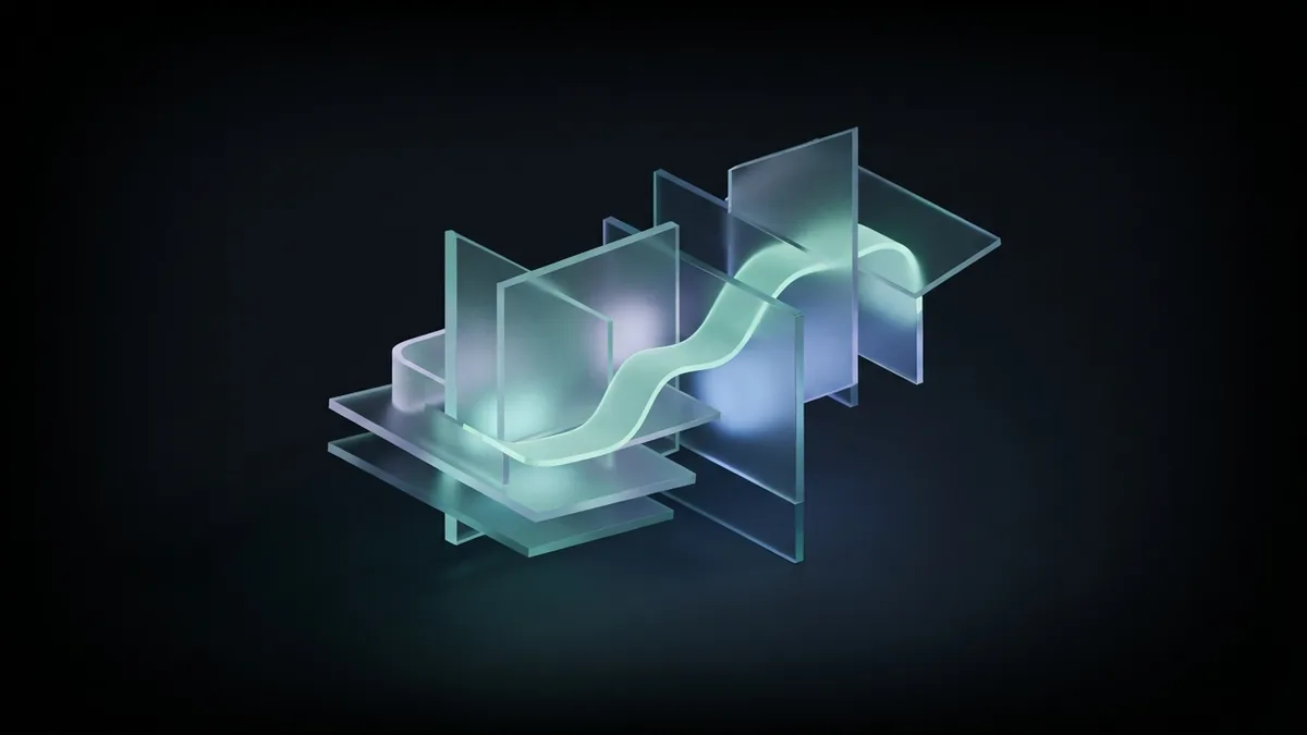 Layered glass planes connected by light, illustrating thoughtful link outreach