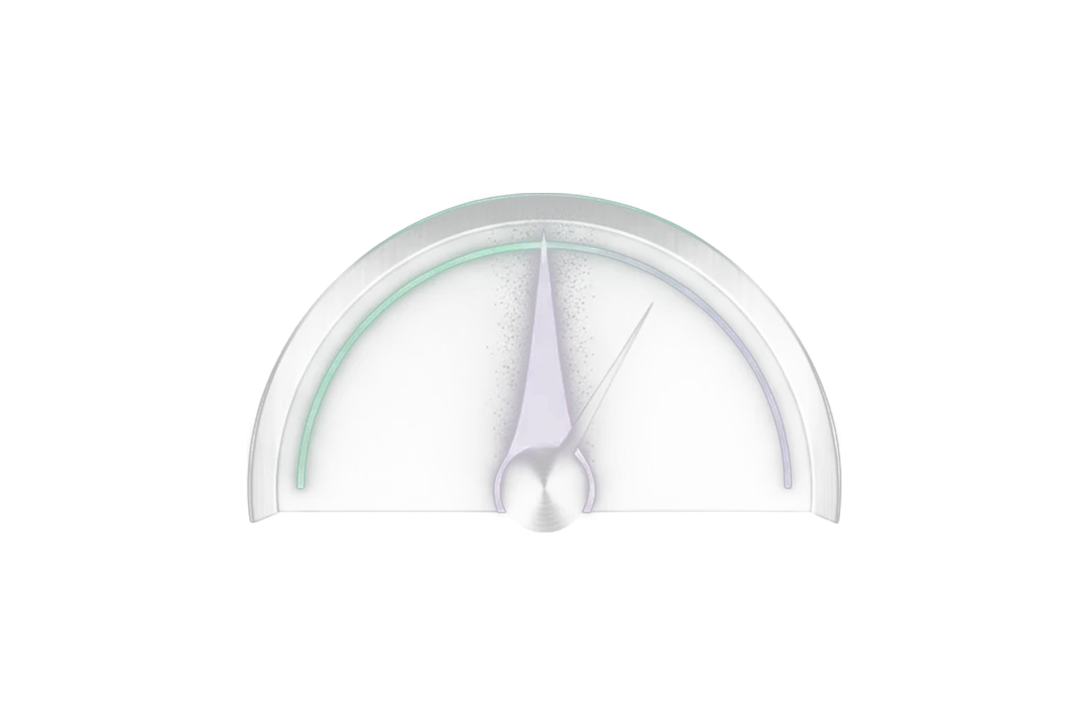 A frosted-glass rank dial with a rising mint-green arc, lifted by a ribbon of light and a column of ascending particles — a Similarweb ranking boost.