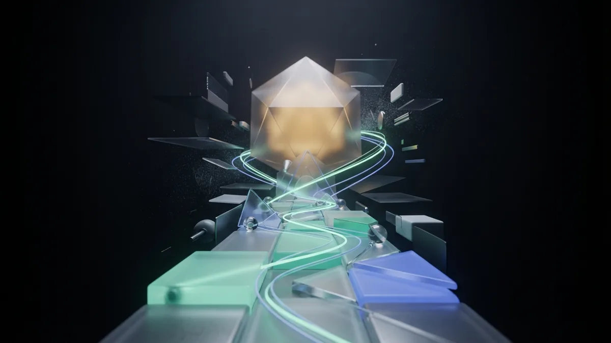 Abstract glass pathway leading toward a larger form for SEO business growth