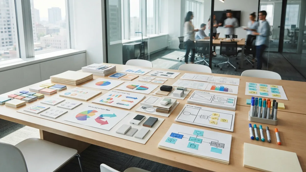 Brand planning workspace showing audience research, market positioning, and campaign planning tools