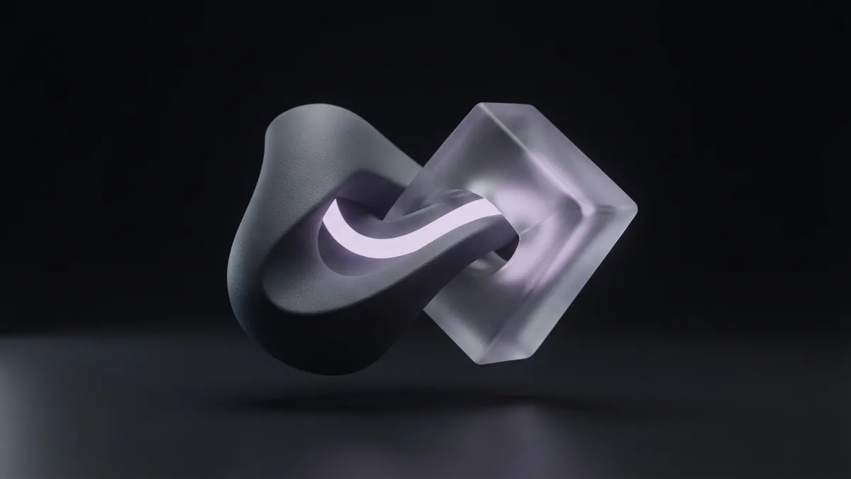 Two linked abstract forms represent a co-branding partnership with shared value