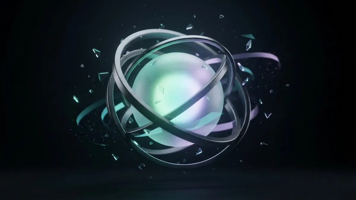 Translucent glass sphere and chrome rings symbolizing website authority beyond the domain