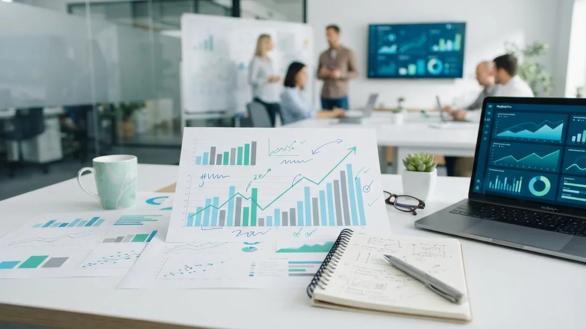 SEO data review with search traffic charts and performance notes