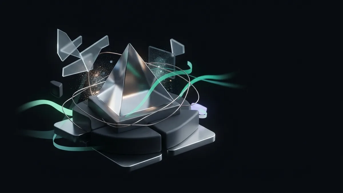 Choosing a course that fits your goals A glowing glass prism among simple forms represents choosing a suitable marketing course