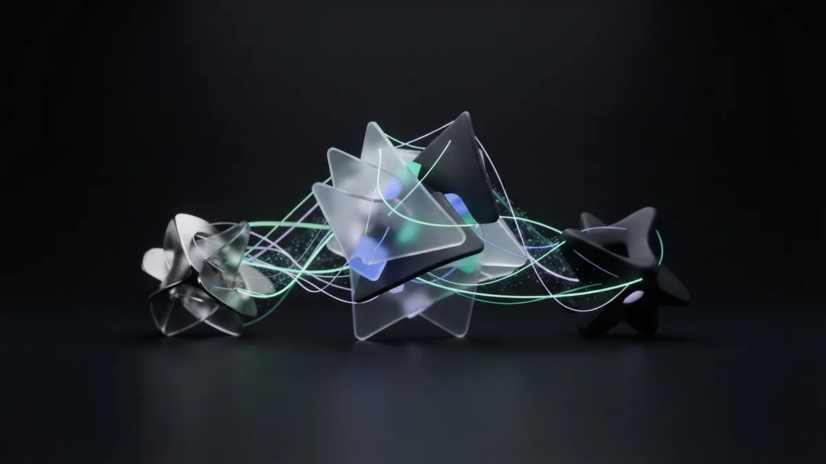 Connected ceramic and glass forms represent the parts of an SEO strategy